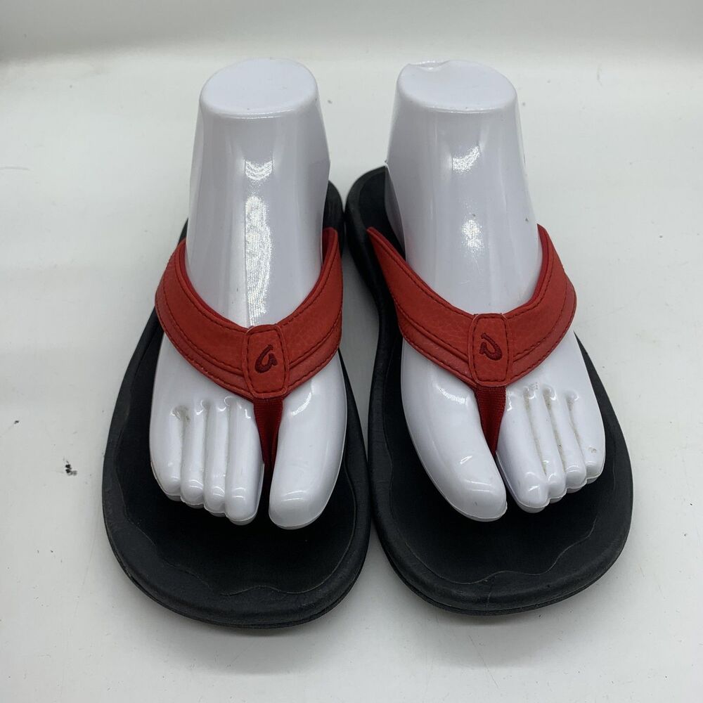 OluKai Sandals Womens Size 9 Red Flip Flop Cushioned Comfort Beach Synthetic - Picture 2 of 10